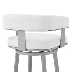 White Faux Leather Lorin Swivel Counter Stool