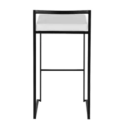 White Faux Leather Stackable Bar Stools, Set of 2