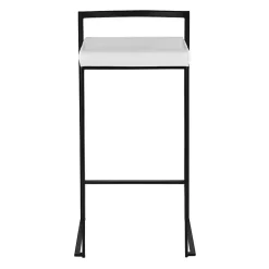 White Faux Leather Stackable Bar Stools, Set of 2