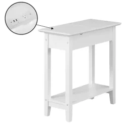 White Flip Top Charging Accent Table