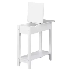 White Flip Top Charging Accent Table