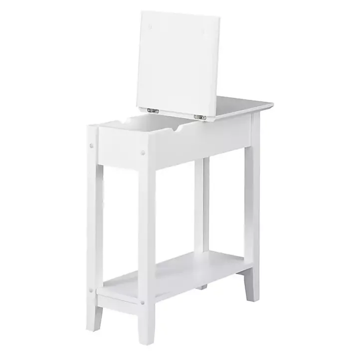 White Flip Top Charging Accent Table