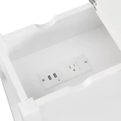 White Flip Top Charging Accent Table