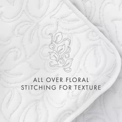 White Floral Stitch 3-pc. King Quilt Set