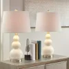 White Glass Covey Table Lamps, Set of 2