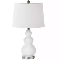 White Glass Covey Table Lamps, Set of 2