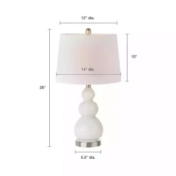 White Glass Covey Table Lamps, Set of 2