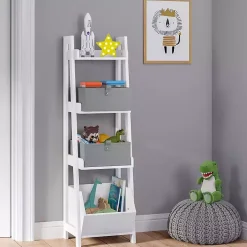 White Ladder Shelf with Cubby, 13 in.
