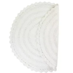 White Large Crochet Round Bath Mat