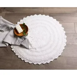 White Large Crochet Round Bath Mat