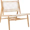 White Leather Woven Accent Chair