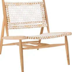 White Leather Woven Accent Chair