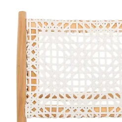 White Leather Woven Accent Chair