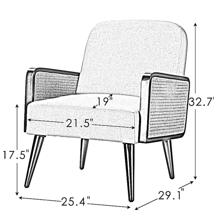 White Linen and Rattan Accent Chair