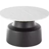 White Marble & Black Metal Pedestal Coffee Table