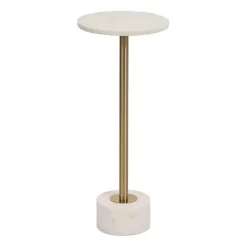 White Marble & Gold Metal Round Cocktail Table