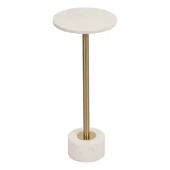 White Marble & Gold Metal Round Cocktail Table