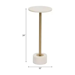 White Marble & Gold Metal Round Cocktail Table