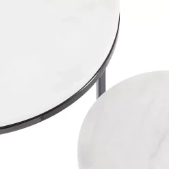 White Marble Black Nesting Accent Tables, Set of 2