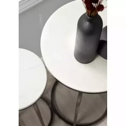 White Marble Black Nesting Accent Tables, Set of 2