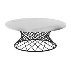 White Marble Round Black Loxley Coffee Table
