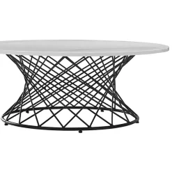 White Marble Round Black Loxley Coffee Table