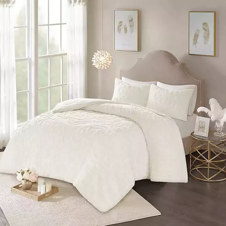 White Medallion Full/Queen 3-pc. Comforter Set