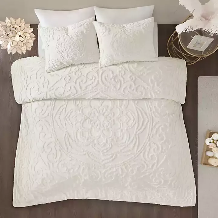 White Medallion Full/Queen 3-pc. Comforter Set