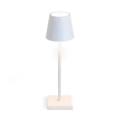 White Metal LED Cordless Touch Lamp