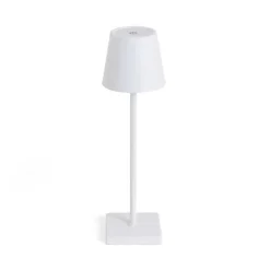 White Metal LED Cordless Touch Lamp