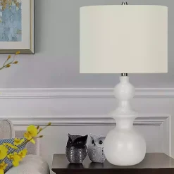 White Modern Spindle Table Lamp