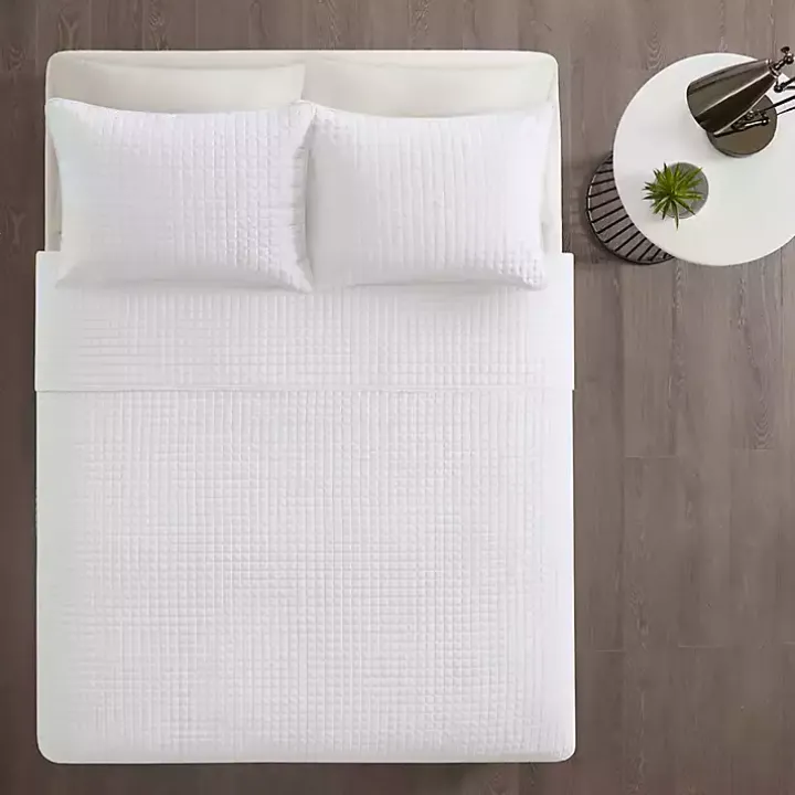 White Nash 3-pc. Reversible Queen Coverlet Set