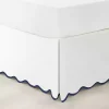 White Navy Scalloped Coastal Queen Bed Skirt