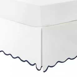 White Navy Scalloped Coastal King Bed Skirt