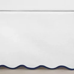White Navy Scalloped Coastal King Bed Skirt