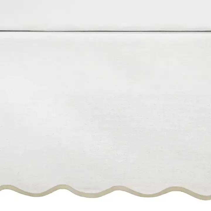 White Neutral Scalloped Coastal Queen Bed Skirt