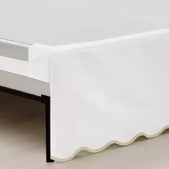 White Neutral Scalloped Coastal Queen Bed Skirt