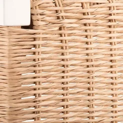 White Newport Wood and Rattan Bench with Shelf