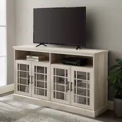 White Oak Glass Door TV Stand, 58 in.