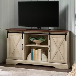 White Oak Sliding Barn Doors Corner TV Stand