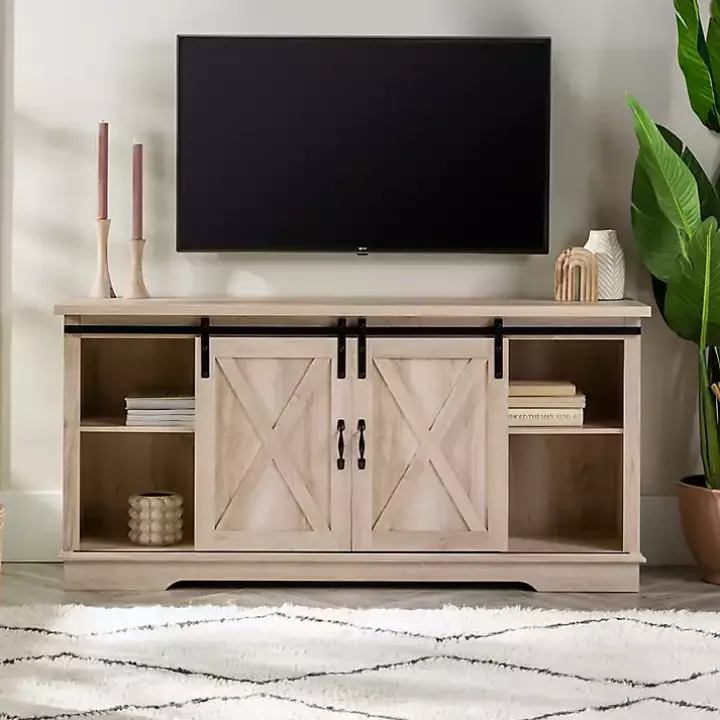 White Oak Sliding Barn Door TV Stand