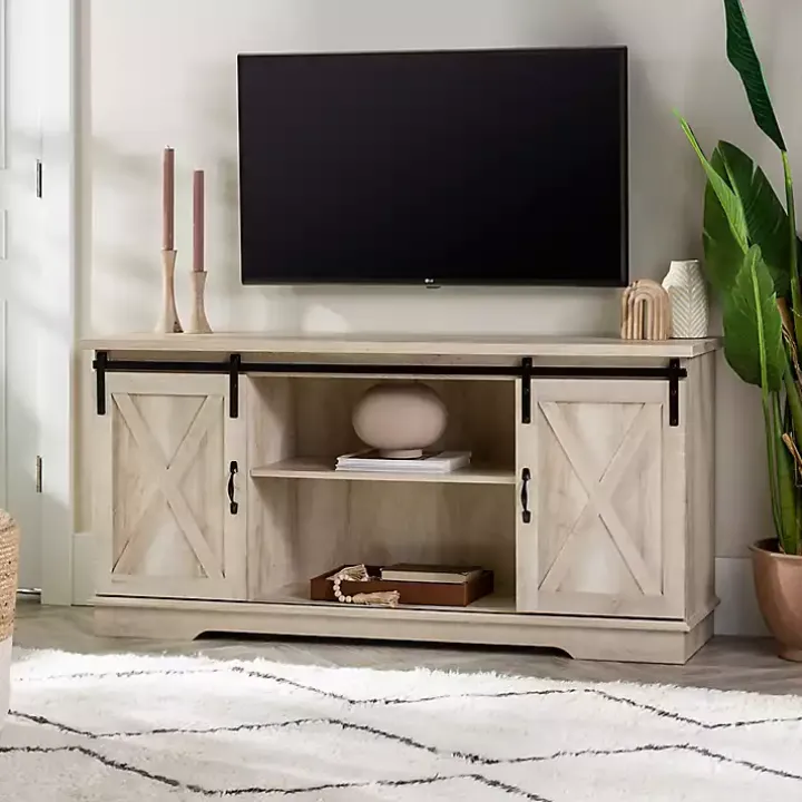 White Oak Sliding Barn Door TV Stand