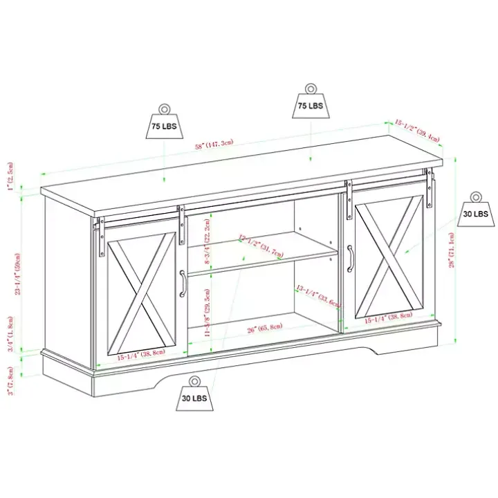 White Oak Sliding Barn Door TV Stand