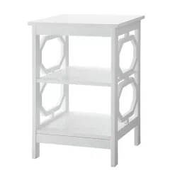 White Octagon 2-Shelf Accent Table