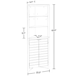 White Open Shelf Corner Cabinet