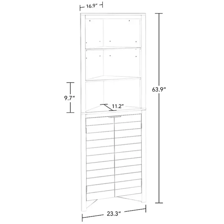 White Open Shelf Corner Cabinet
