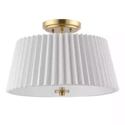 White Pleated Shade Flush Mount Light