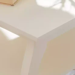 White Prismatic Wood Accent Table