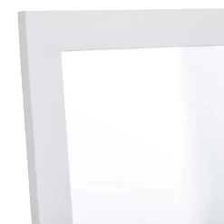 White Rectangular Wood Wall Mirror