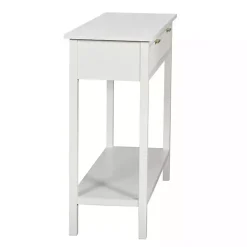 White Ribbed Wood 2-Drawer Colleen Console Table